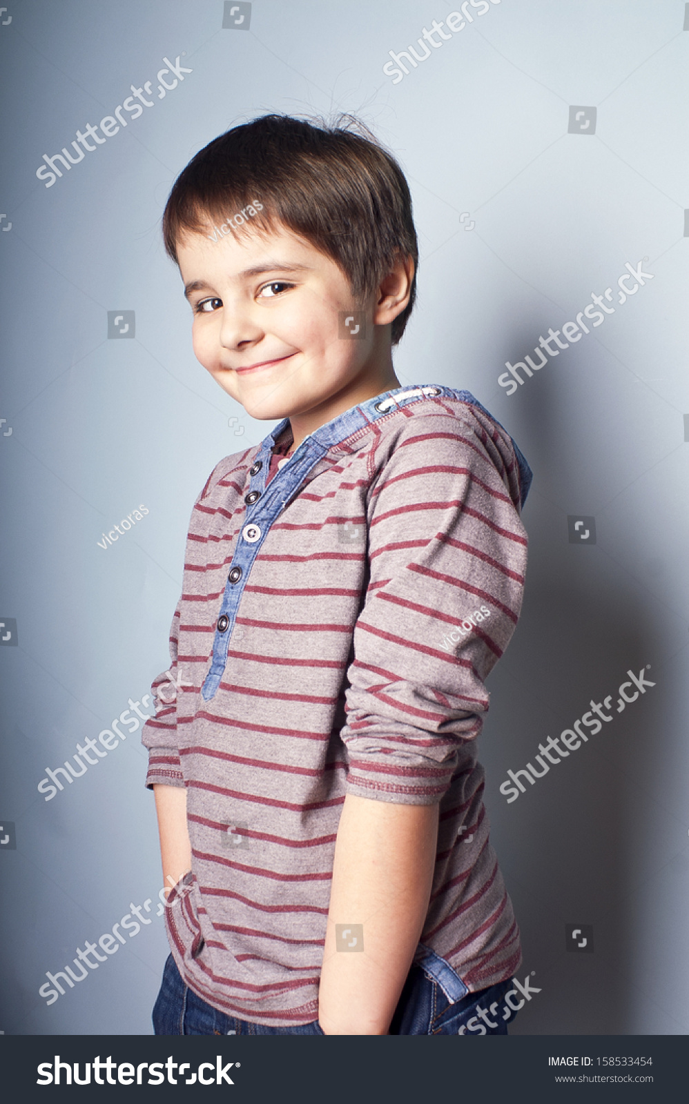 Young Happy Boy Standing Studio Hands Stock Photo 158533454 | Shutterstock