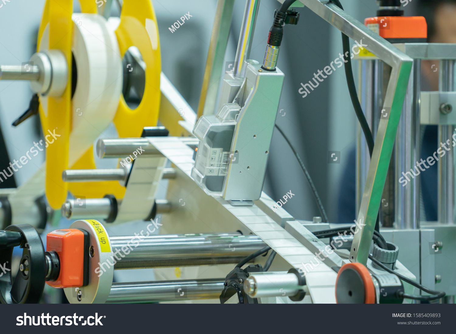 Label Printing Machine Roll Sticker Printing Stock Photo 1585409893