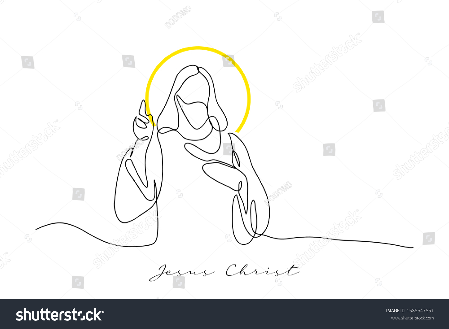 Continuous Line Drawing Jesus Drawing Simple Stock Vector (Royalty Free ...