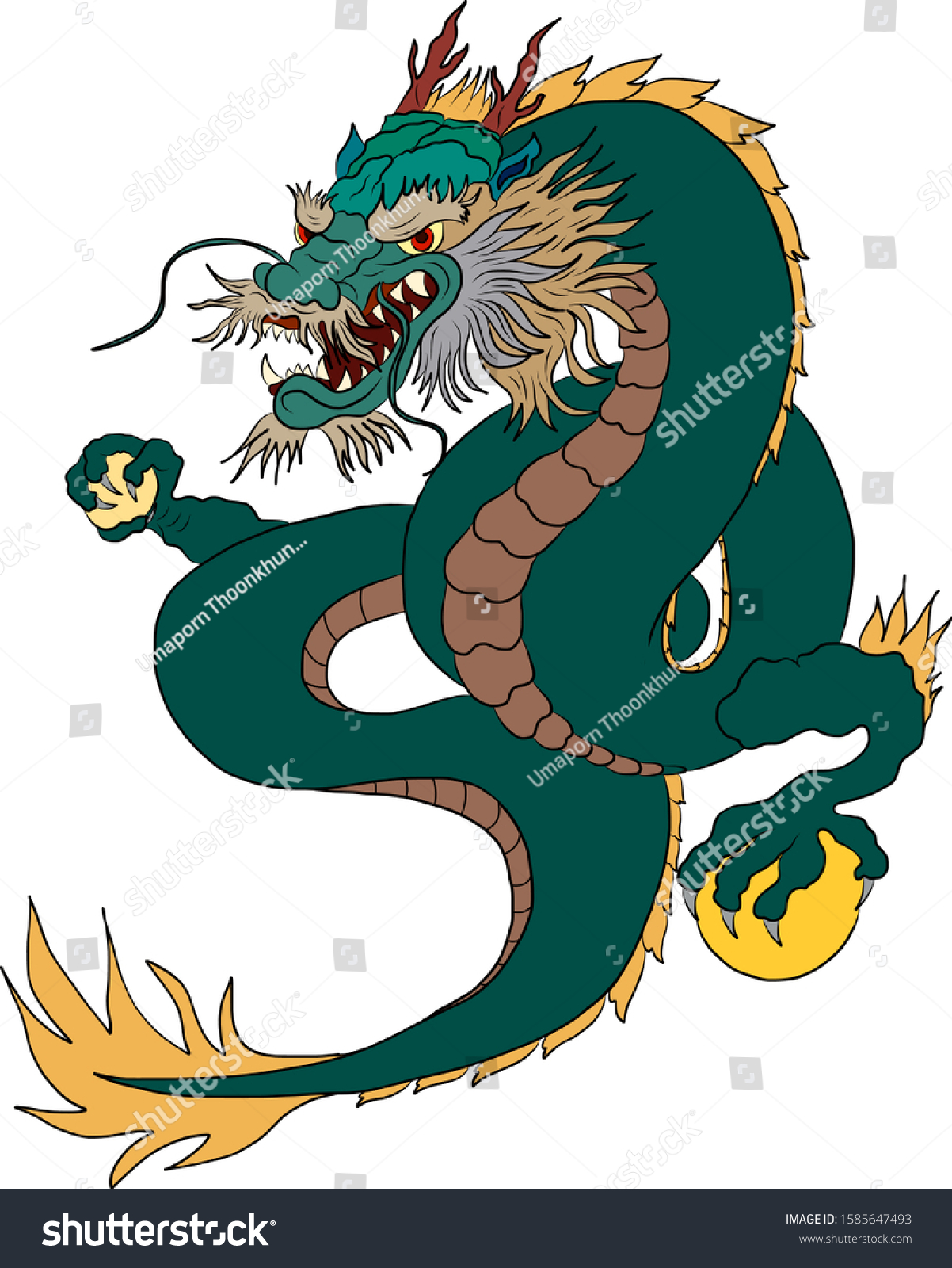 Japanese Dragon Cartoon Style Printing On Stock Vector (Royalty Free ...