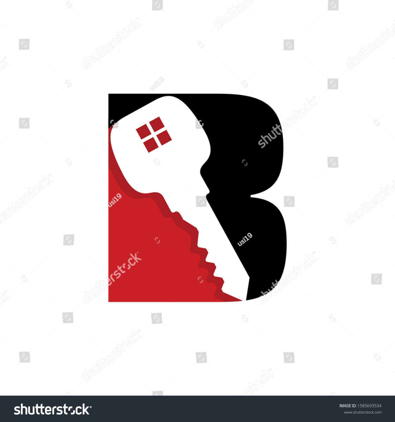 Letter B Key Logo Vector 001 Stock Vector (Royalty Free) 1585693534 ...