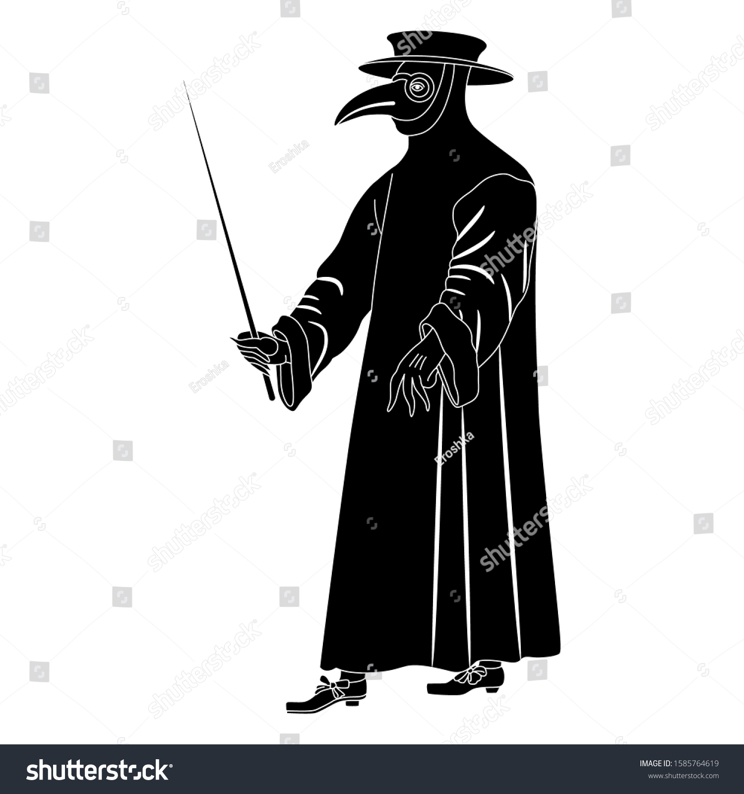 Silhouette Plague Doctor Medieval Spooky Costume Stock Vector (Royalty ...