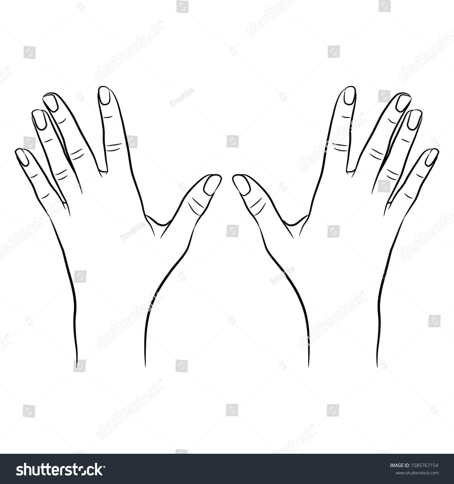 Isolated Vector Illustration Two Raised Human Stock Vector (Royalty ...