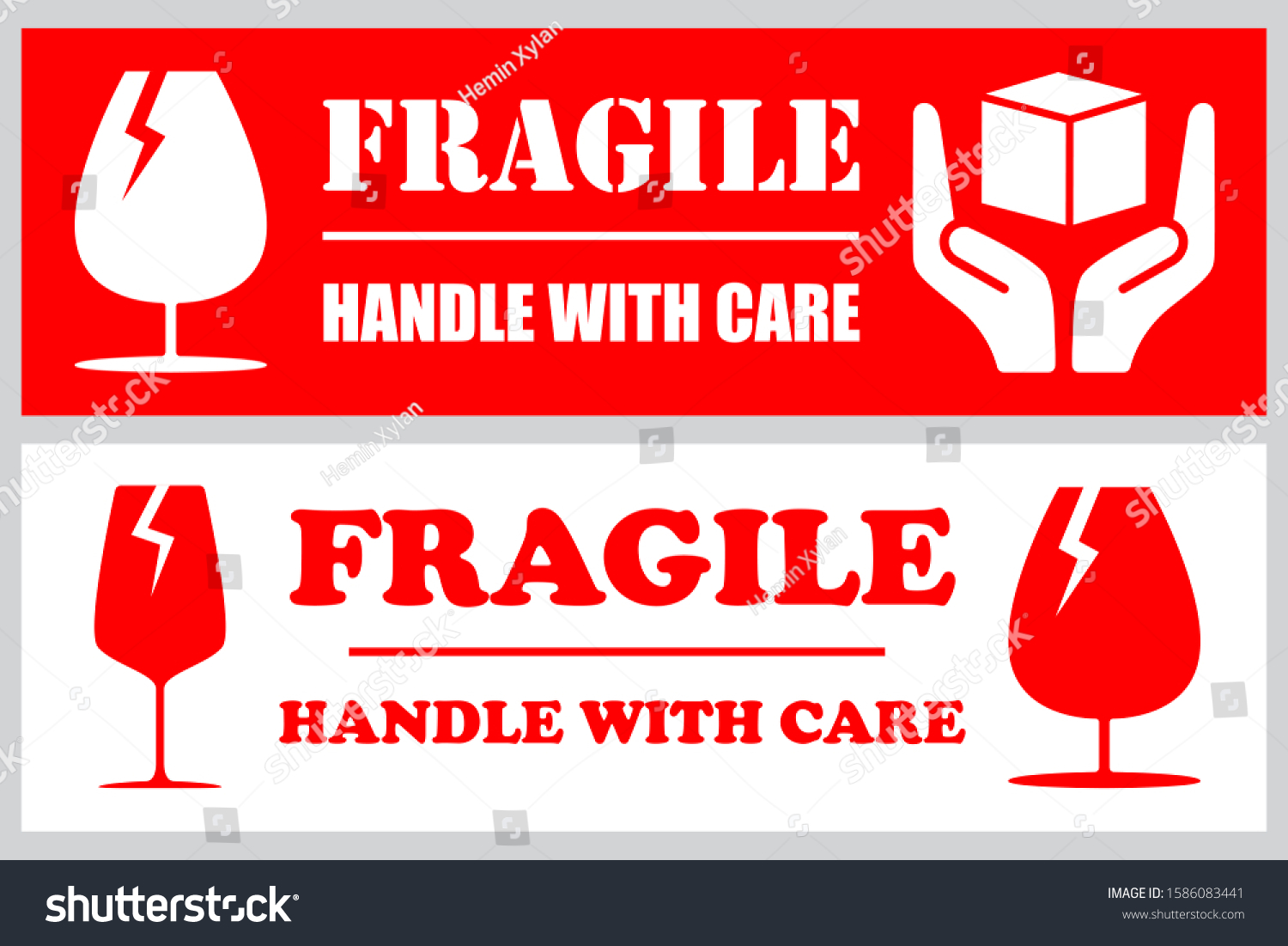 Fragile Handle Care Package Label Stickers Stock Vector (Royalty Free ...