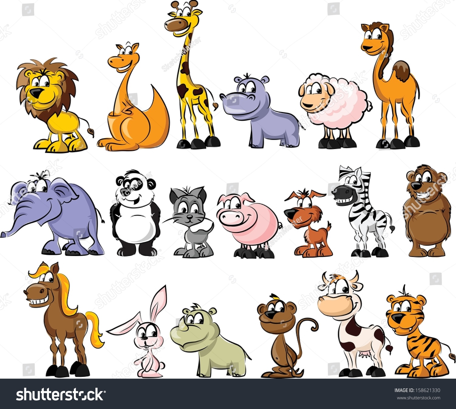 Big Set Animals Vector Stock Vector (Royalty Free) 158621330 | Shutterstock