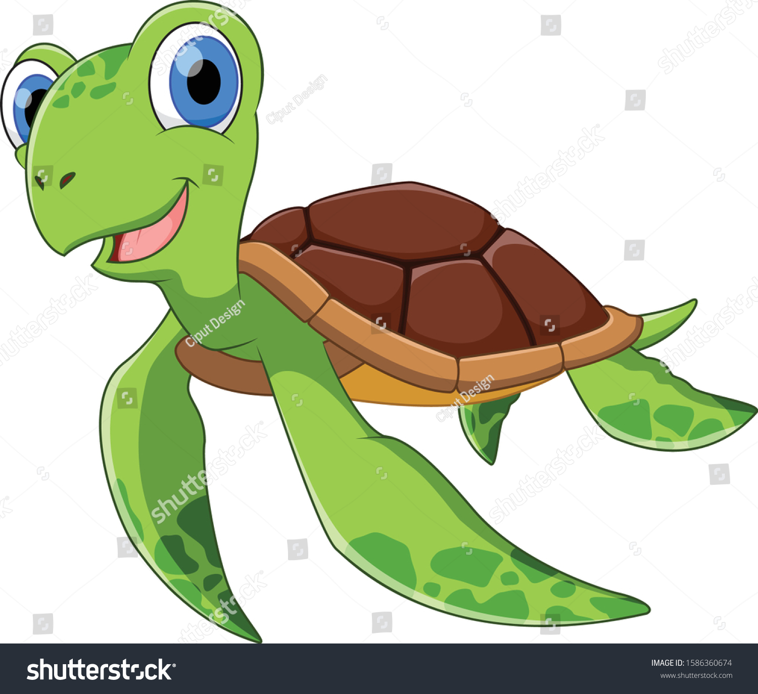 Cute Little Turtle Cartoon Swimming Stock Vector (Royalty Free ...