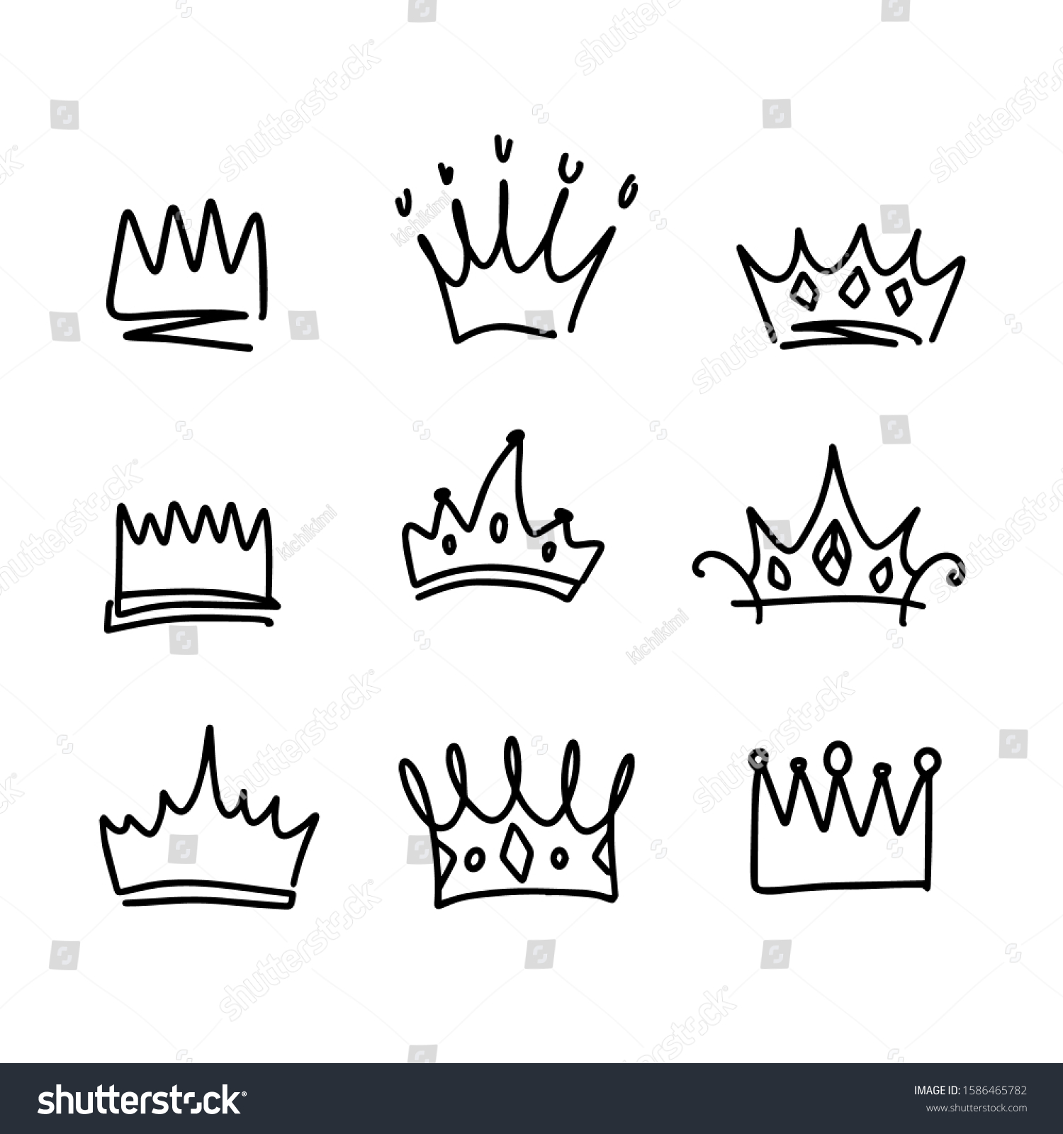 Set Vector Crowns Collage Overlay On Stock Vector (Royalty Free ...