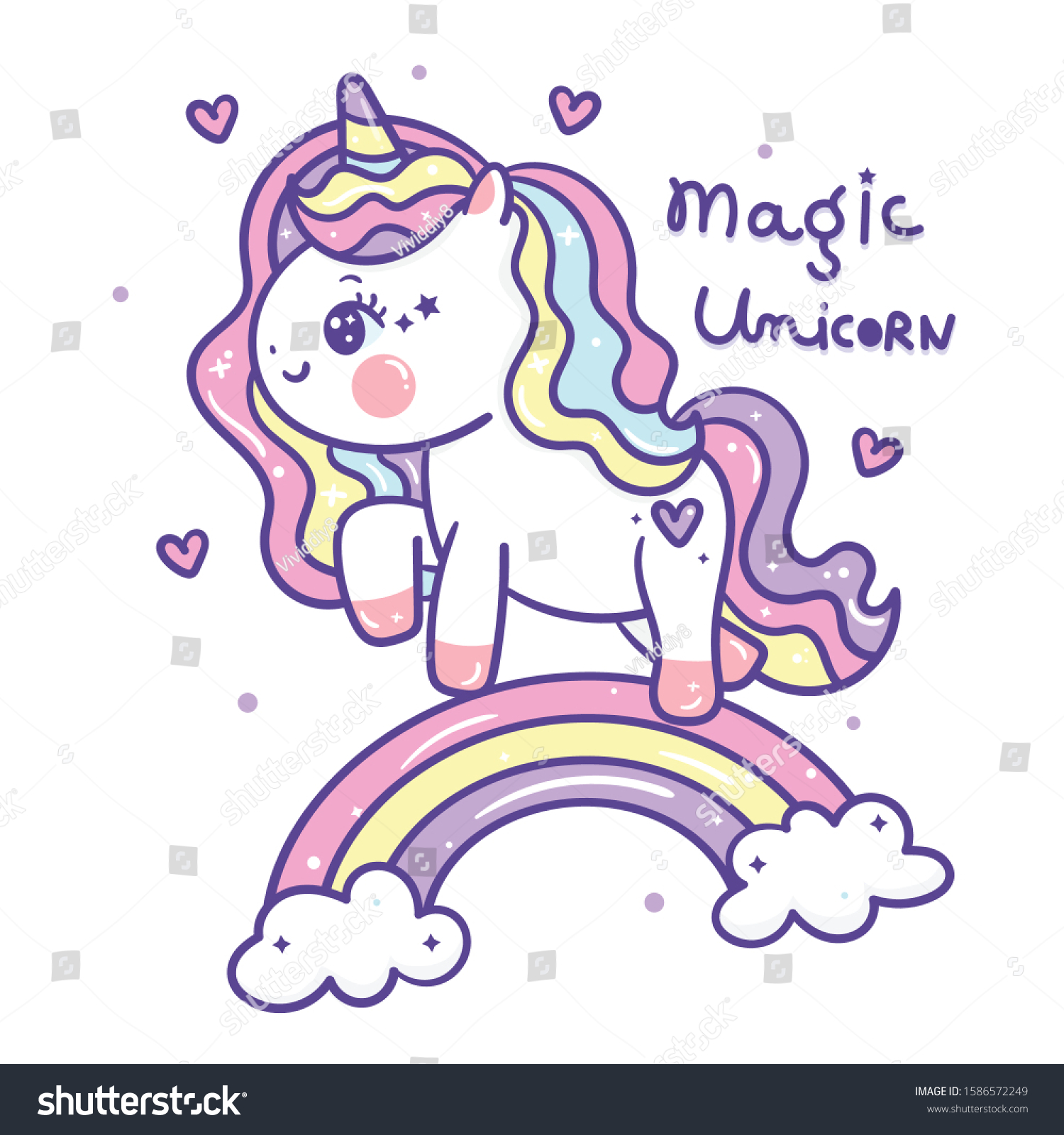 Cute Pony Vector Unicorn Cartoon On Stock Vector (Royalty Free ...