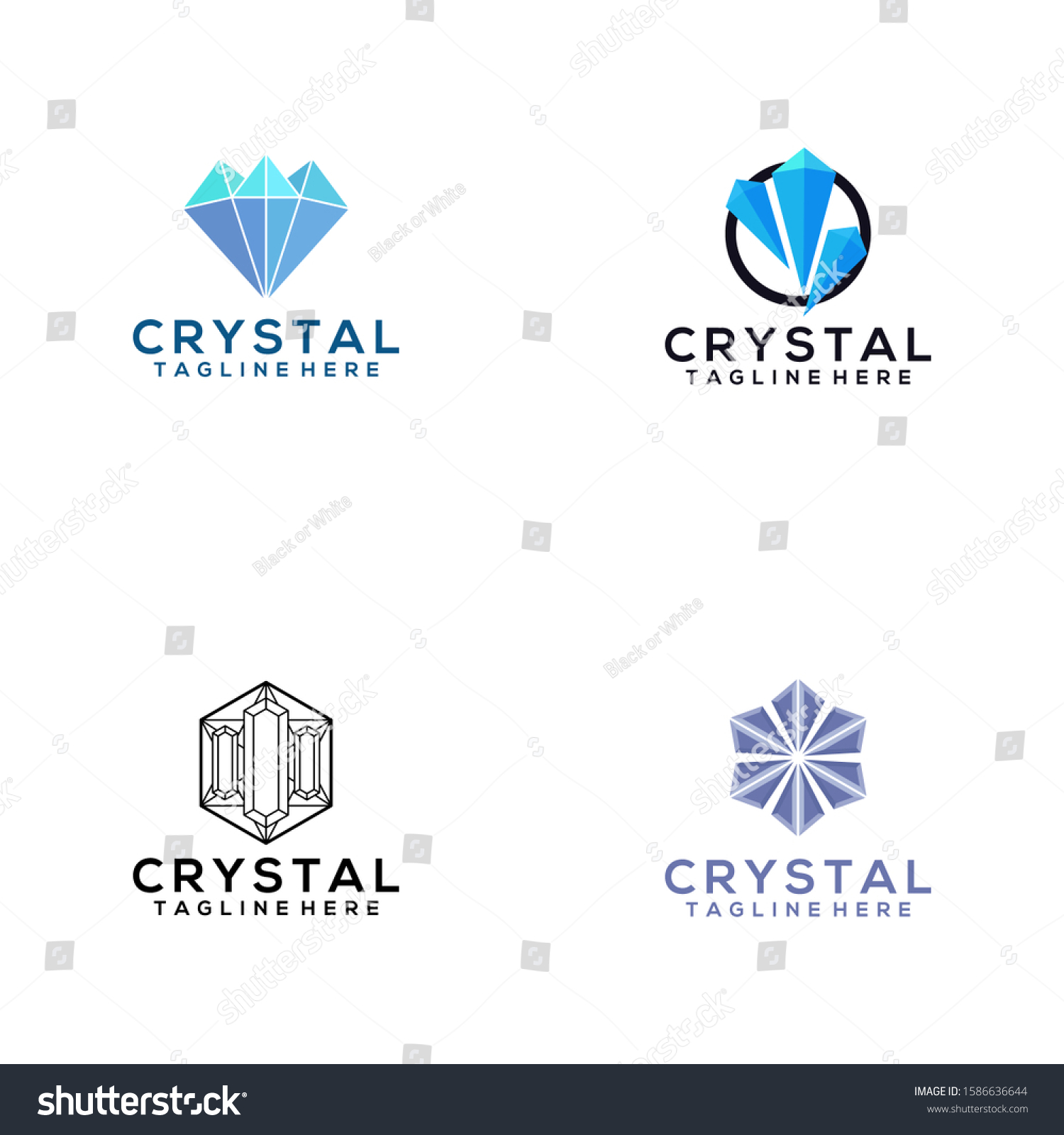 Flat Crystal Logo Design Vector Stock Vector (Royalty Free) 1586636644 ...