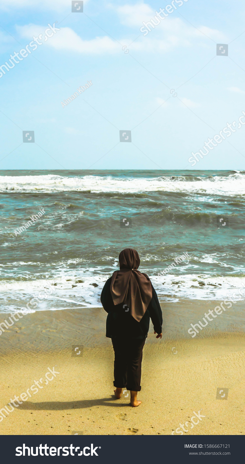 View Behind Malay Girl Hijab Looking Stock Photo 1586667121 | Shutterstock