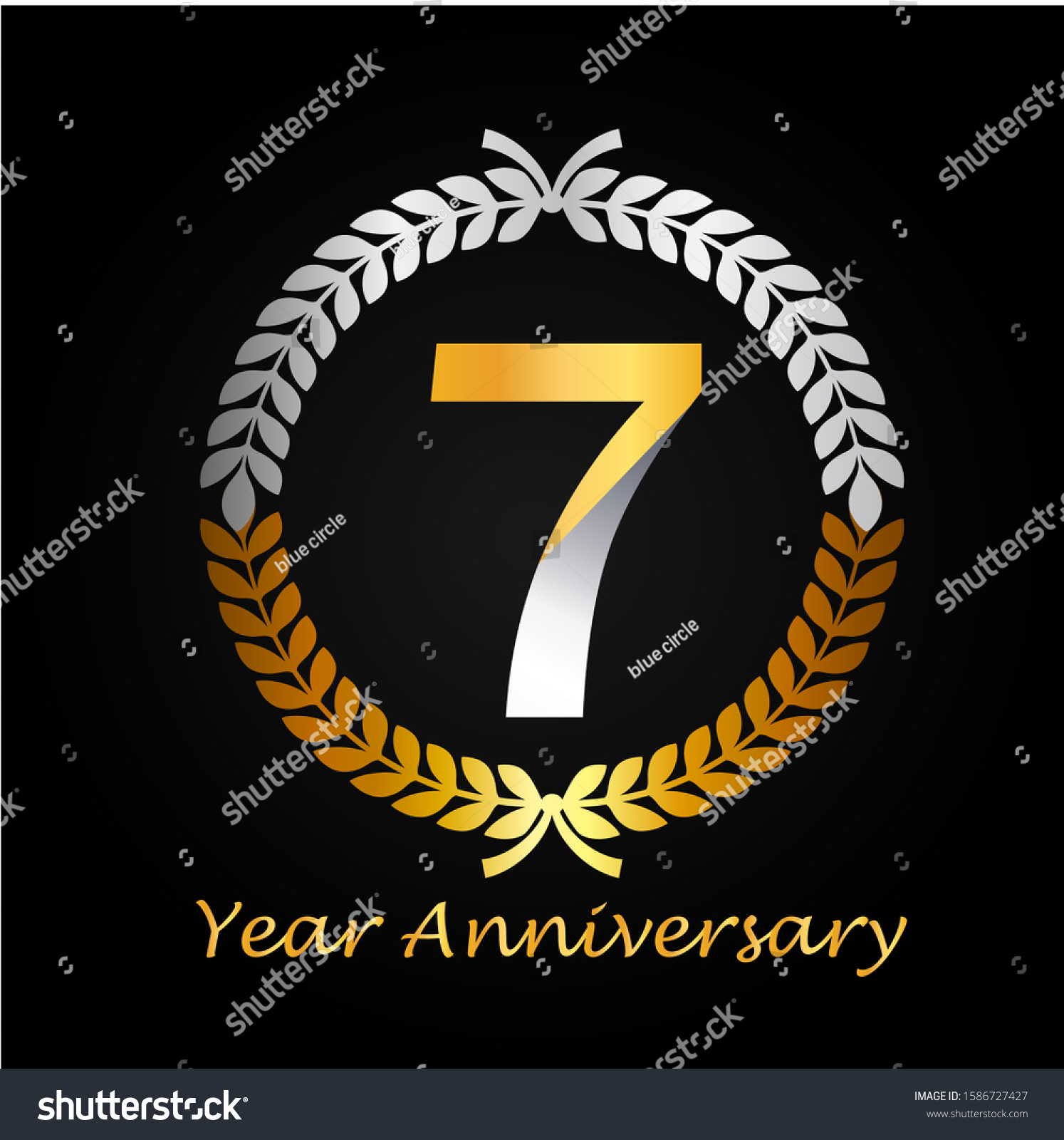 7th Gold Anniversary Celebration Logo Golden Stock Vector (Royalty Free ...