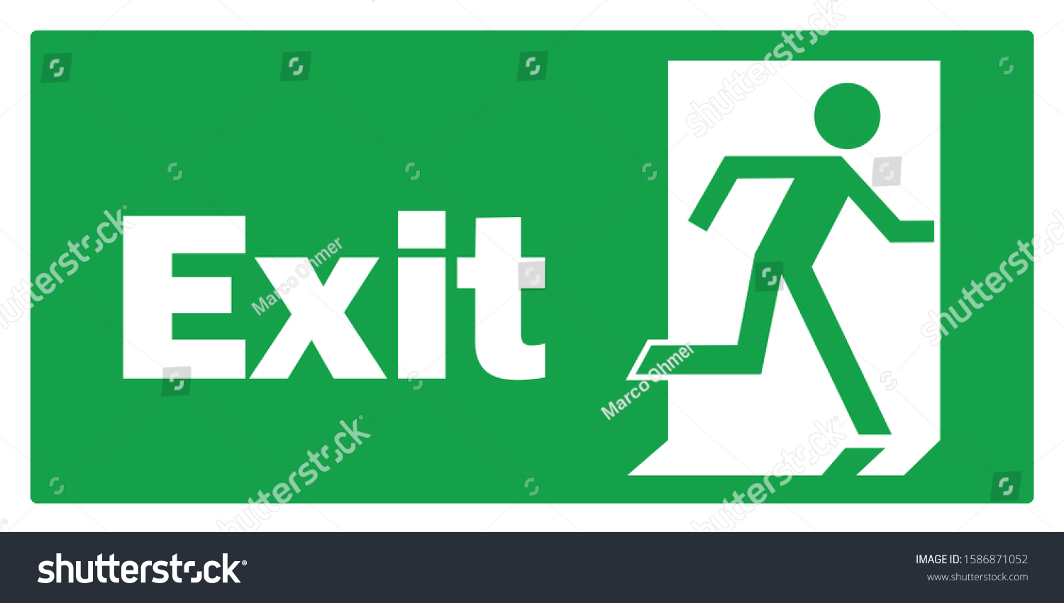 Green Exit Sign Figure Stock Vector (royalty Free) 1586871052 