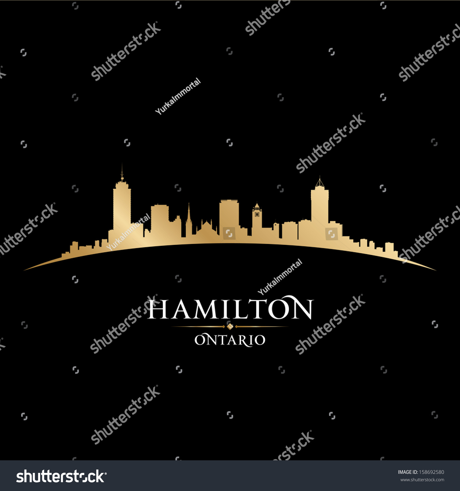 Hamilton Ontario Canada City Skyline Silhouette Stock Vector (Royalty ...