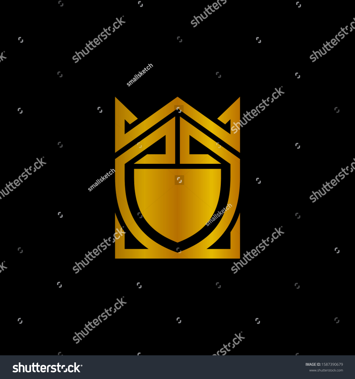 Golden Shield Crown Logo Design Luxury Stock Vector (Royalty Free ...