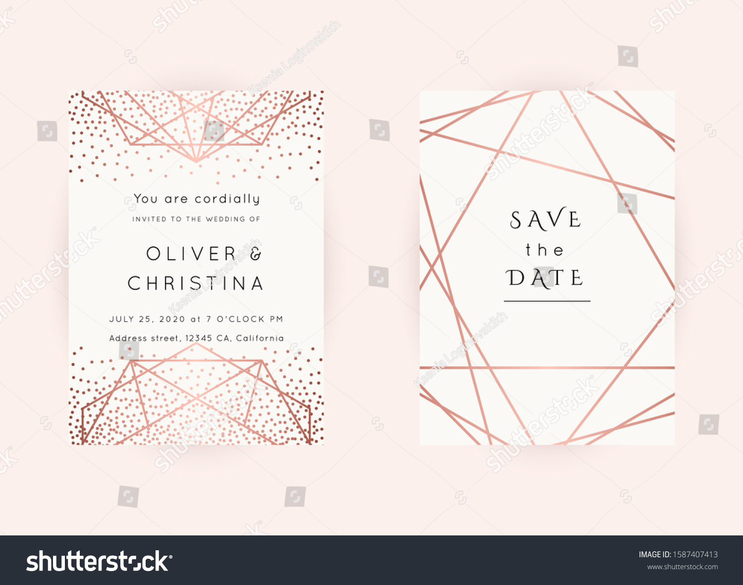 Vector Modern Wedding Invitation Templates Set Stock Vector (Royalty ...