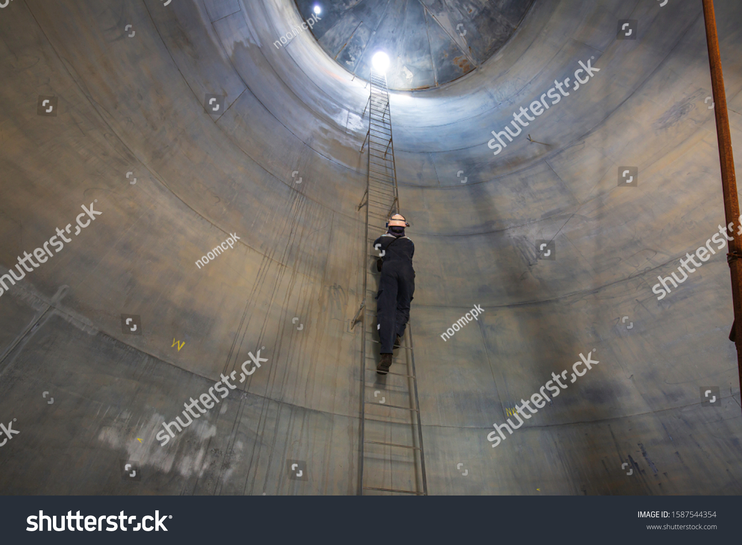 Male Inside Climb Stairway Storage Visual Stock Photo 1587544354 ...