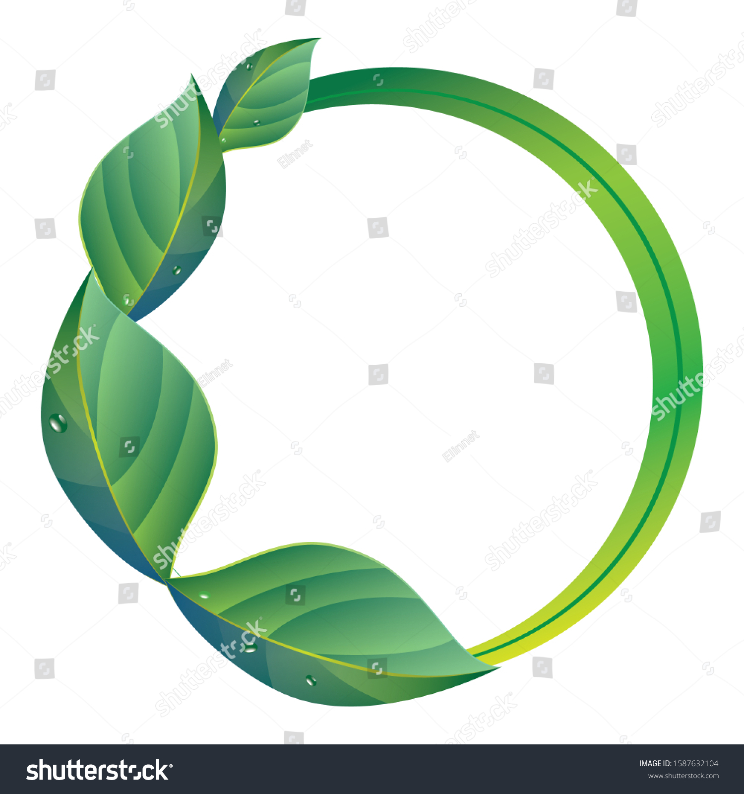 Nature Leaf Circle Frame Concept Illustration Stock Vector (Royalty ...