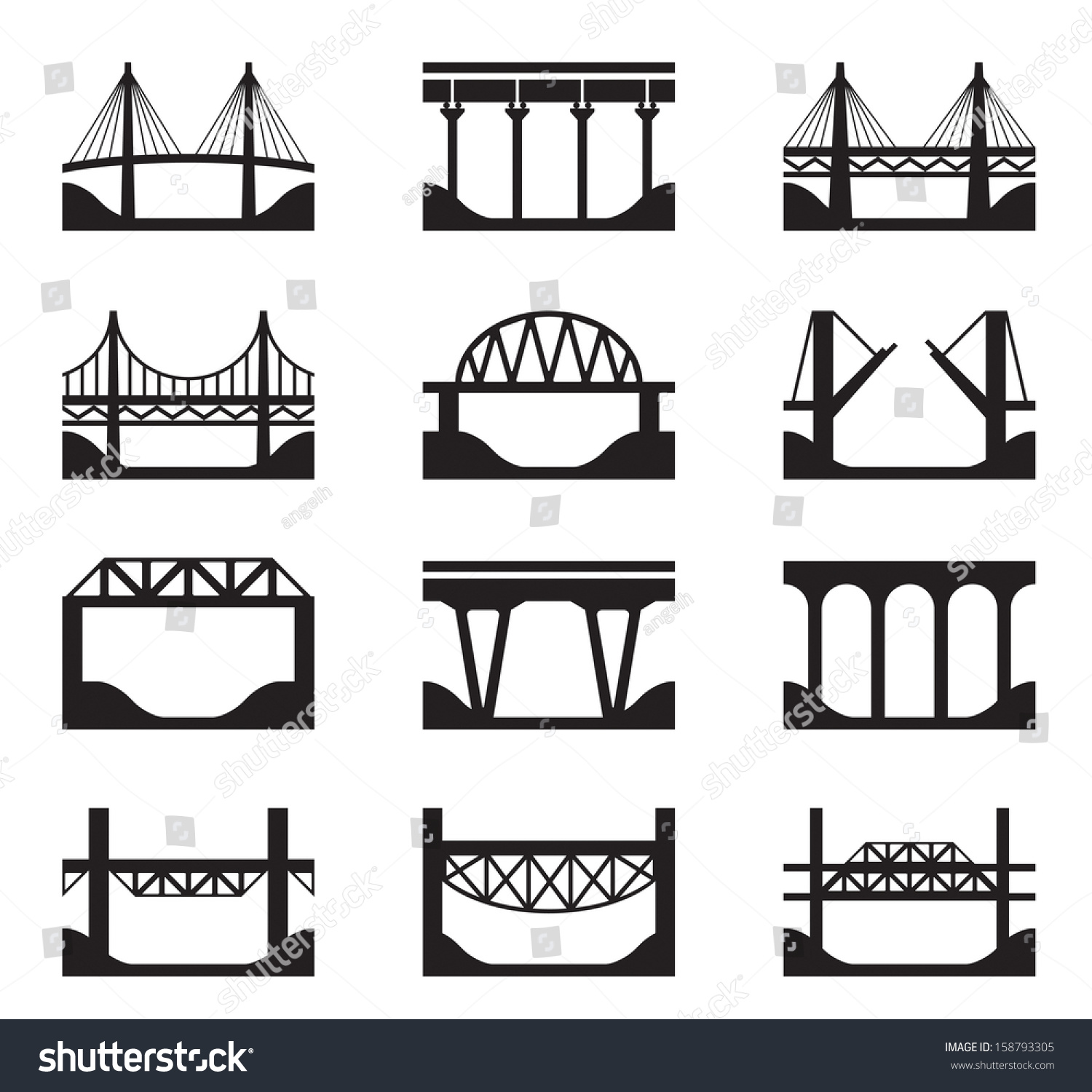 Various Types Bridges Vector Illustration Stock Vector (Royalty Free ...