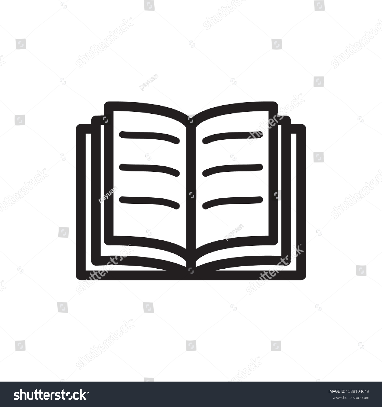 Open Book Icon Line Art Design Stock Vector (Royalty Free) 1588104649 ...