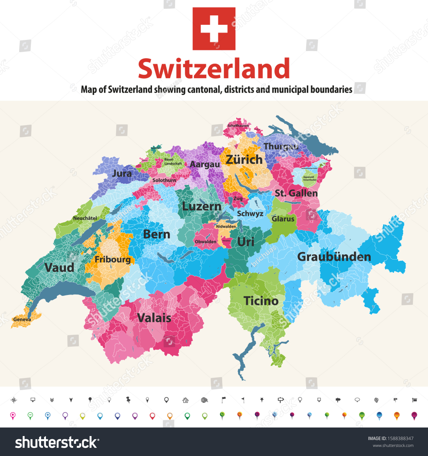 Административно территориальное устройство швейцарии. Карта кантонов Швейцарии. Административное деление Швейцарии. Векторная карта Швейцарии. Швейцария карта цветная.