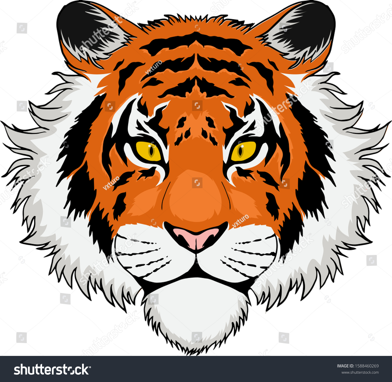 Tiger Head Front View Ilustration Stock Vector (Royalty Free ...