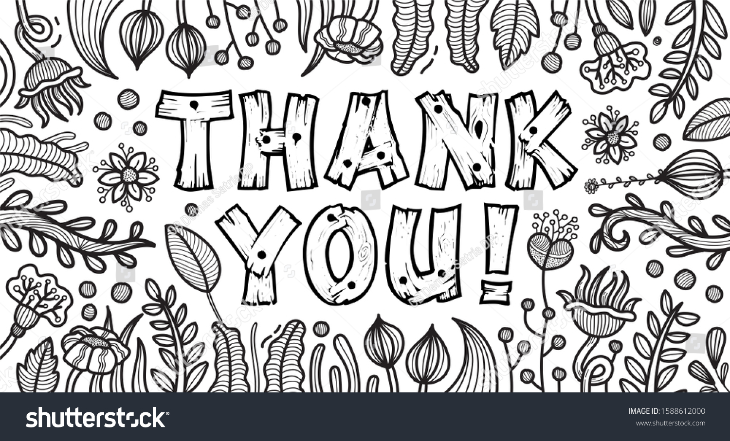 Thank You Card Doodle Art Background Stock Illustration 1588612000 ...