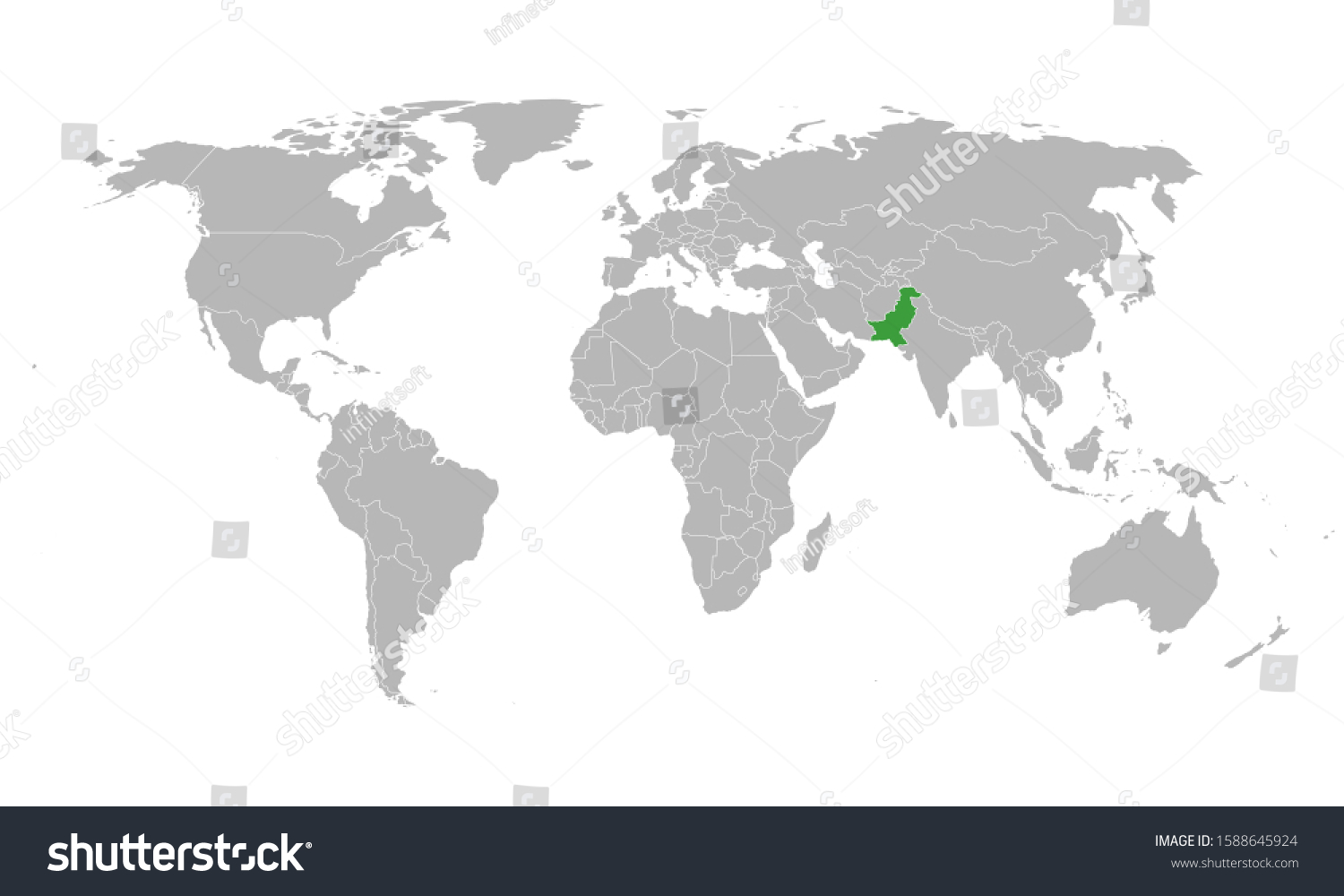 Pakistan Map Marked Green On World Stock Vector (Royalty Free ...