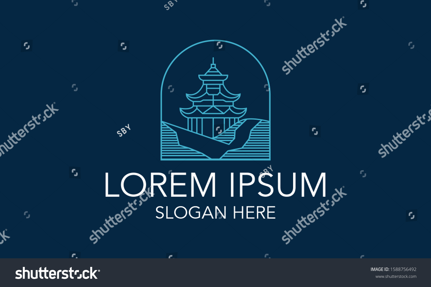 Line Art Temple Vector Royalty Logo Stock Vector (Royalty Free ...