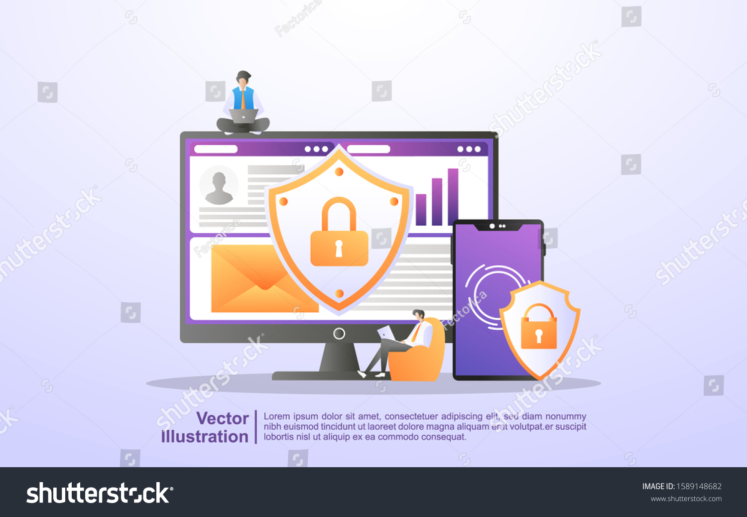 Data Protection Concept People Secure Data Stock Vector (royalty Free 