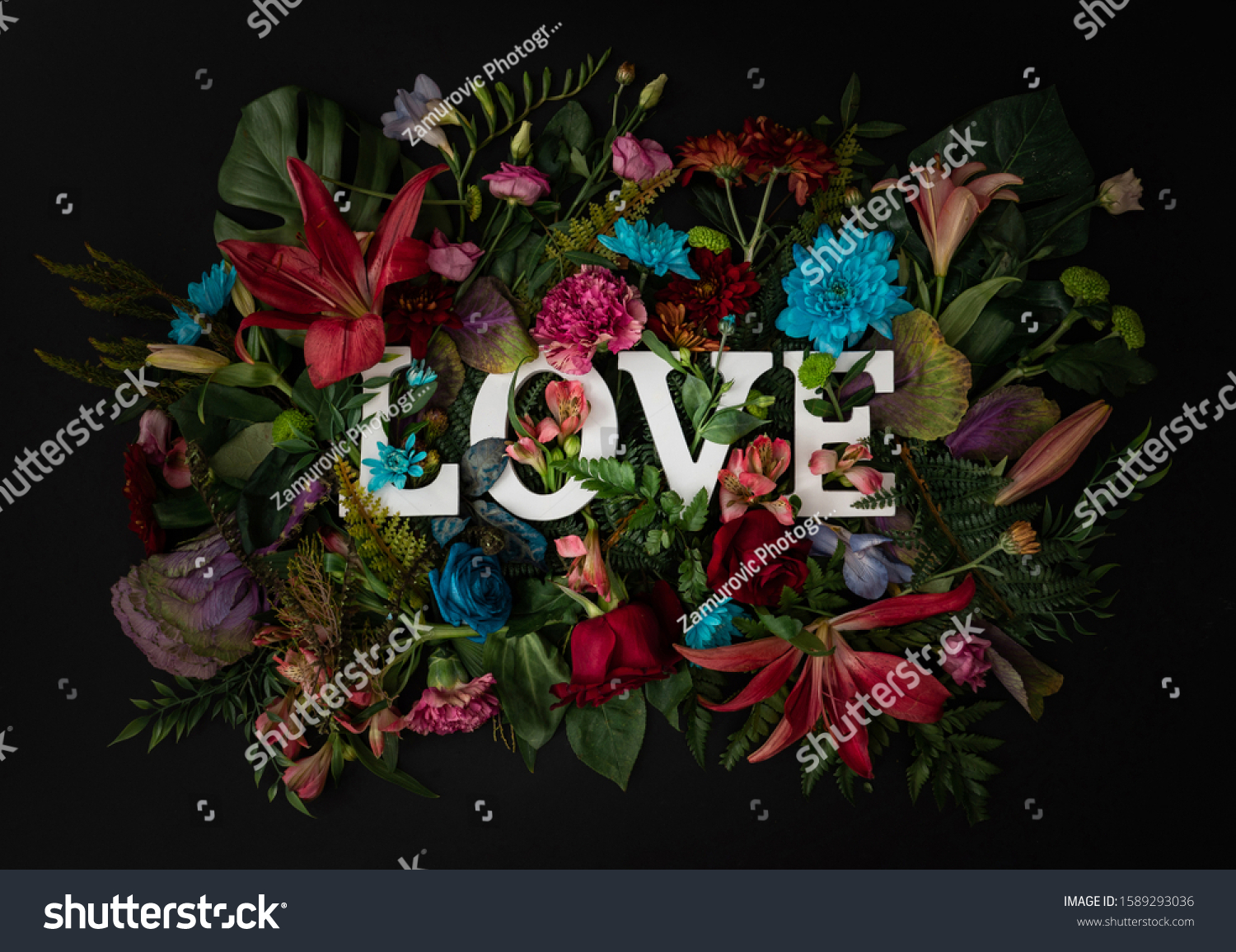 Colorful Love Background Floral Greeting Card Stock Photo 1605652213