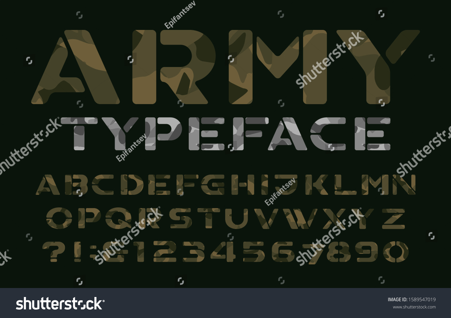 Army Alphabet Font Stencil Camouflage Uppercase Stock Vector (Royalty ...