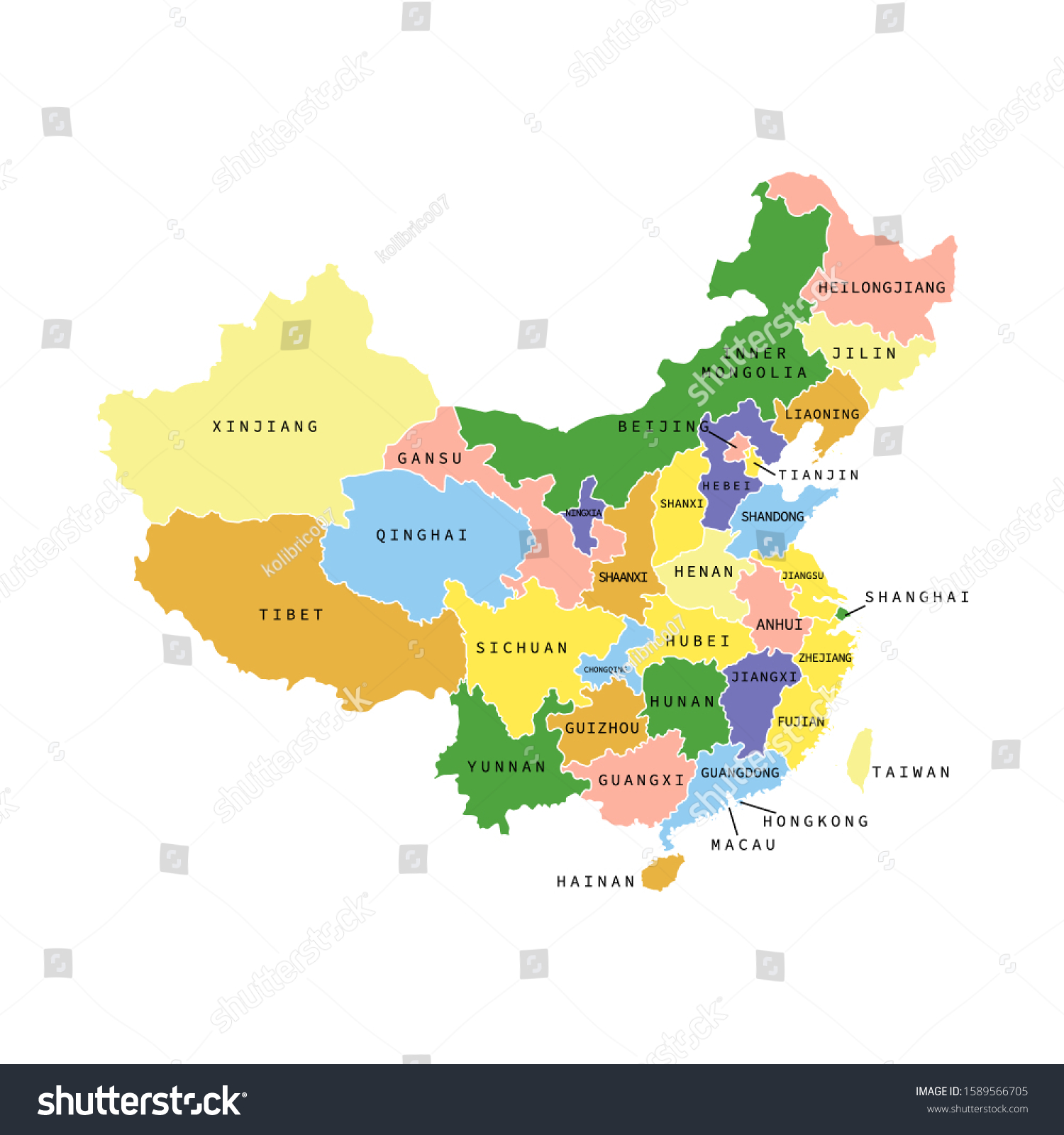 Vector Illustration Administrative Division Map China Stock Vector ...