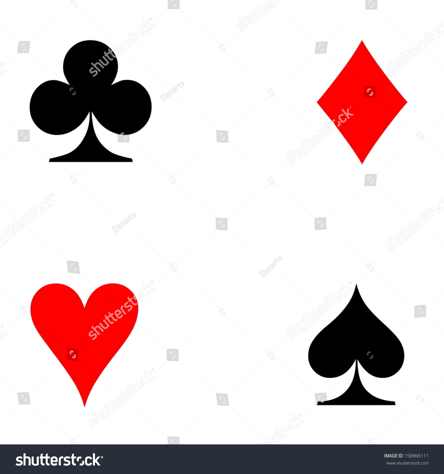 Four Playing Cards Signs On White Stock Illustration 158966111 ...