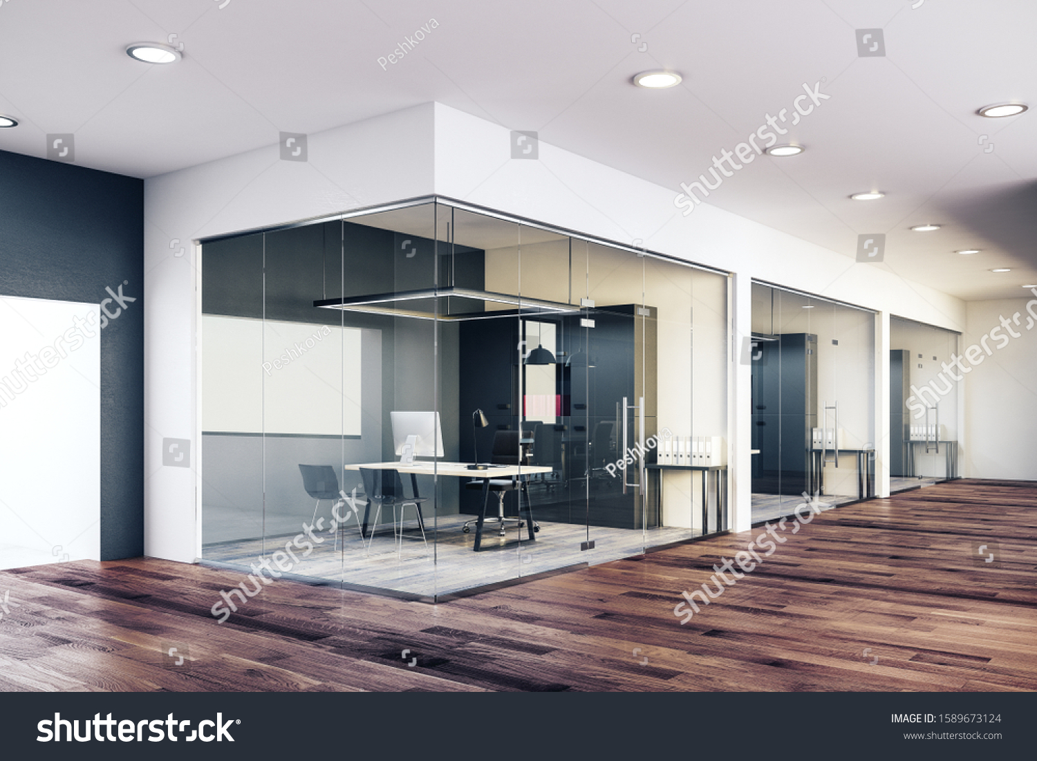 Luxury Glass Office Interior Design Style Stock Illustration 1589673124 ...