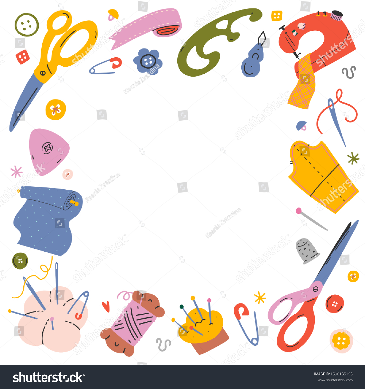 Sewing Frame Background Vector Template Hand Stock Vector (Royalty Free ...