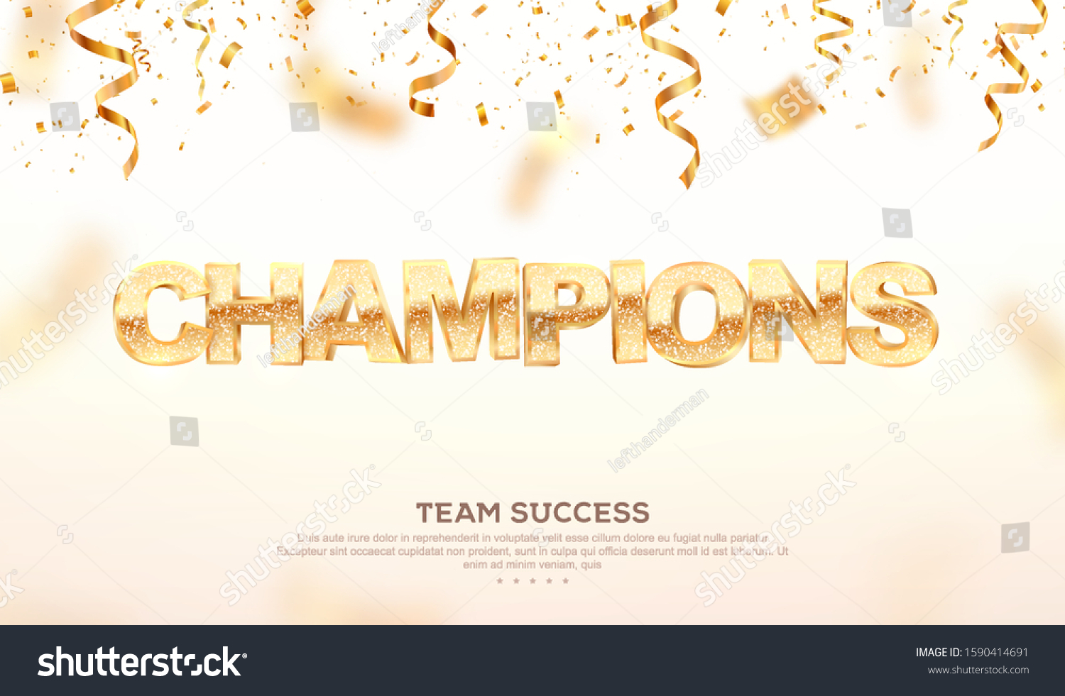 Golden Word Champions Vector Illustration Winning Stock Vector (Royalty