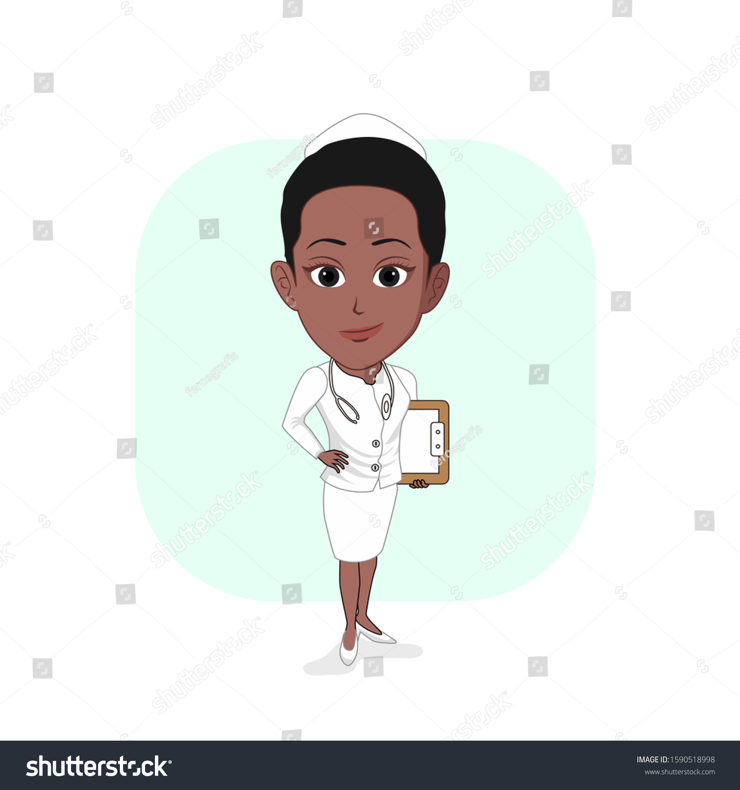 Cartoon Vector Illustration Black Female Nurse Stock Vector Royalty Free 1590518998 Shutterstock 