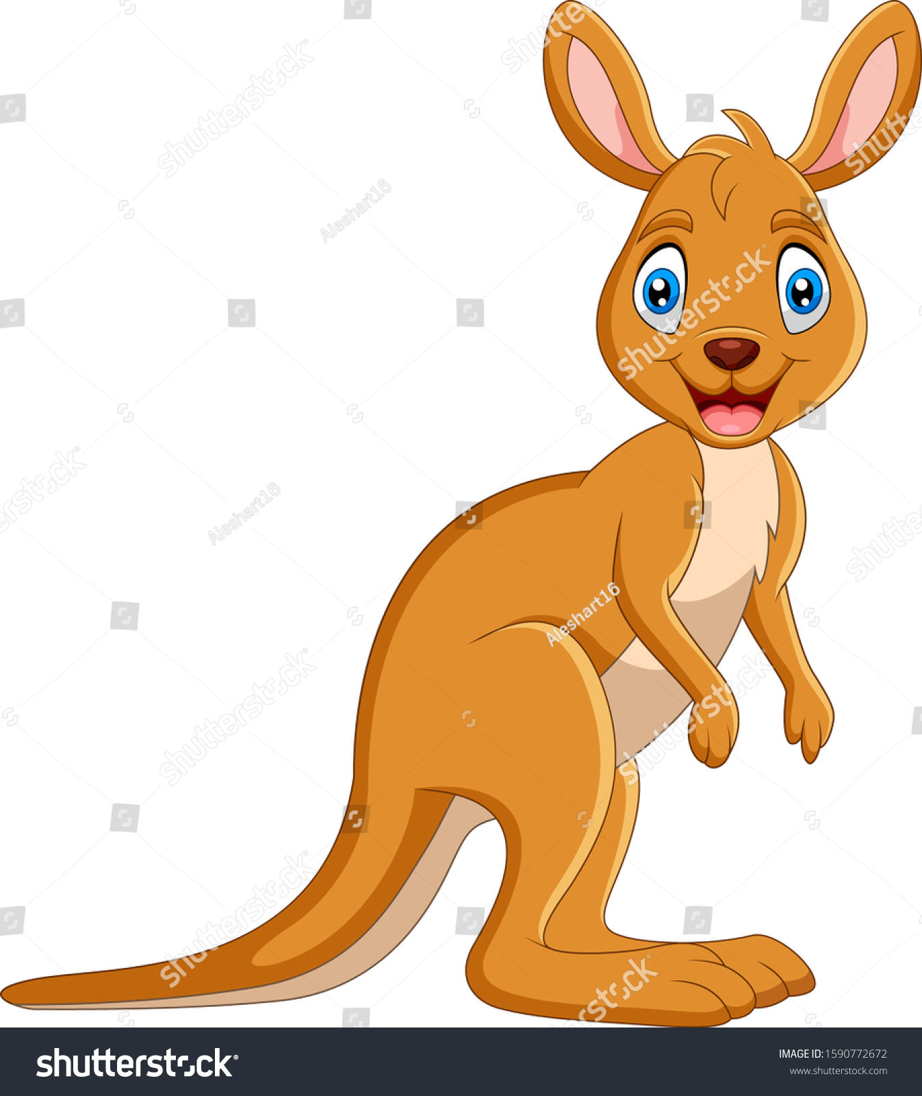 Cartoon Funny Kangaroo Smiling Stock Vector (Royalty Free) 1590772672 ...