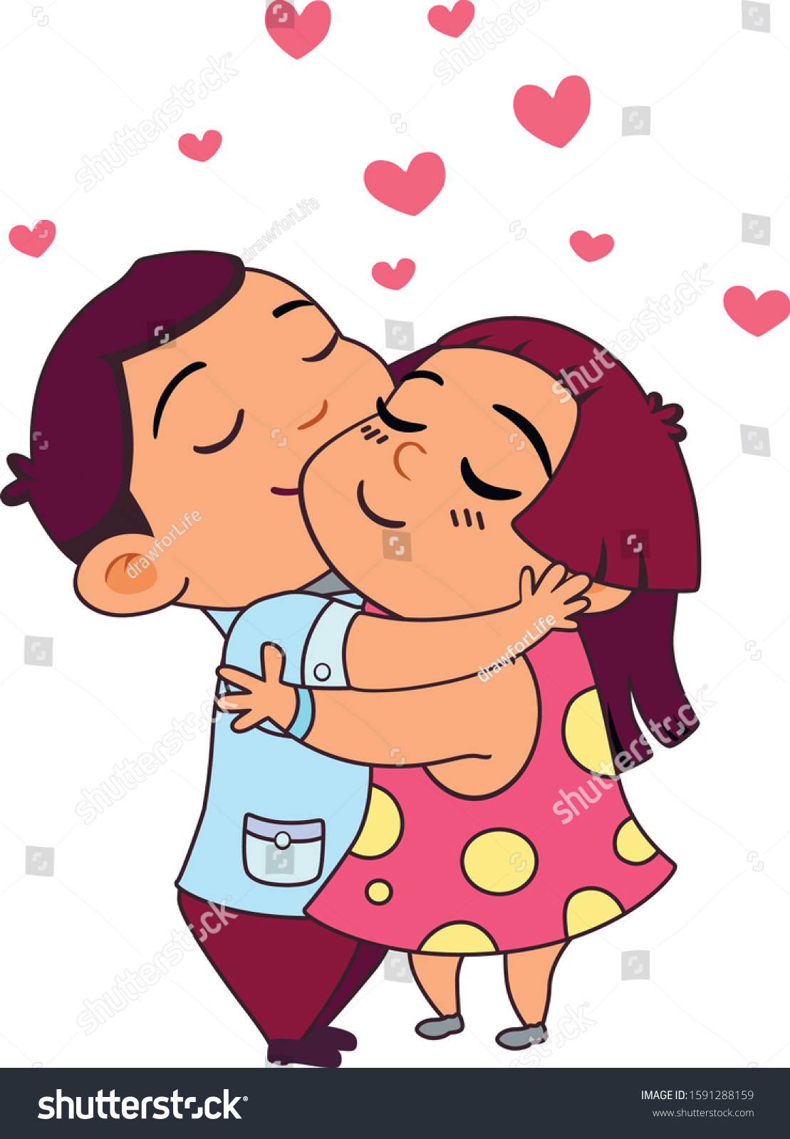 cute cartoon couple in love