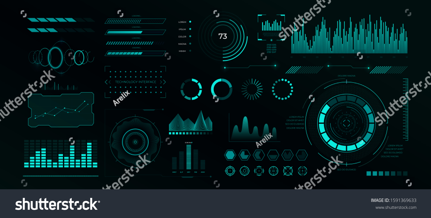 Futuristic Cyberpunk Hud Interface Vector Cyber Stock Vector (Royalty ...