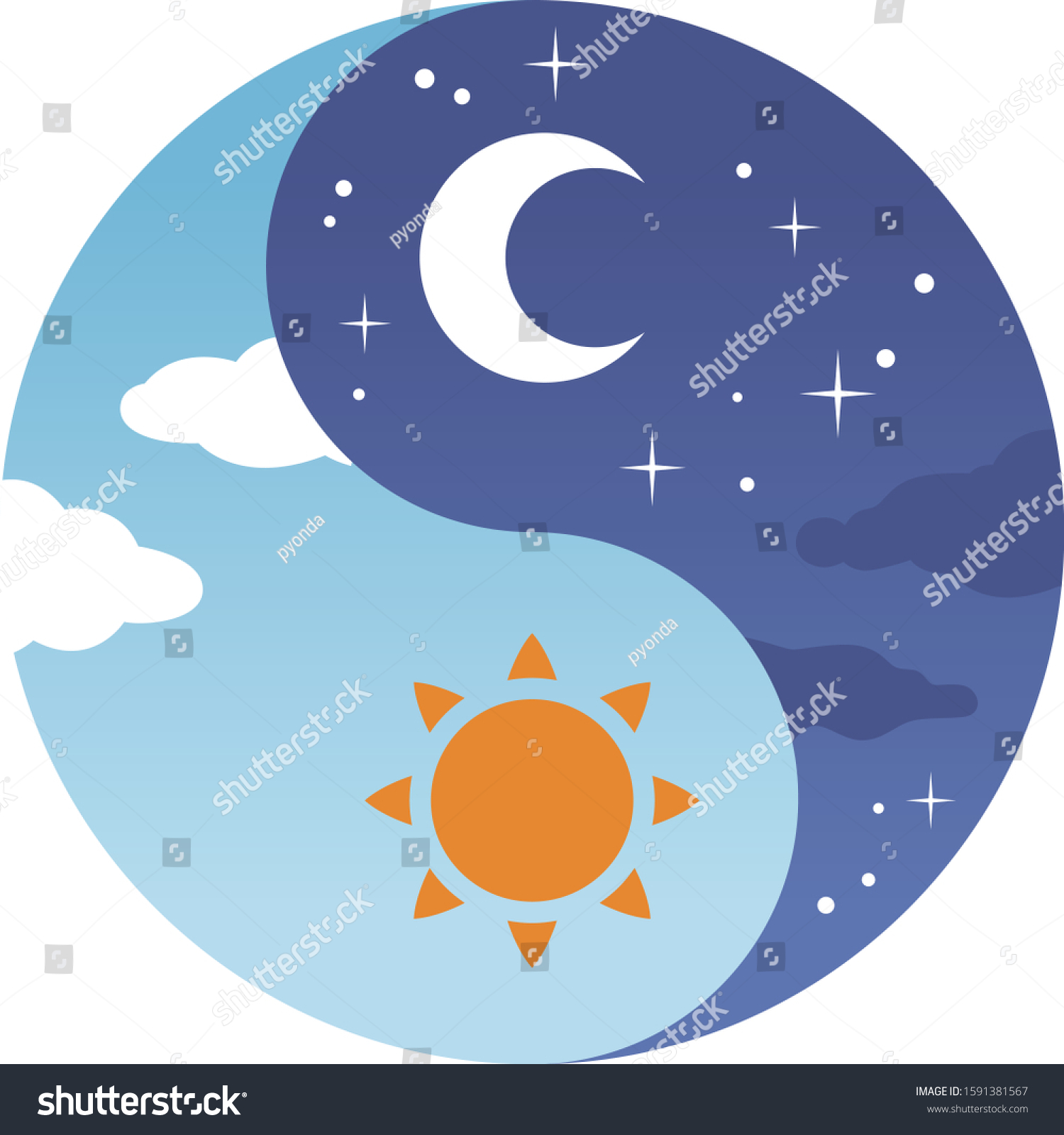 Yin Yang Day Night Stock Vector (Royalty Free) 1591381567 | Shutterstock