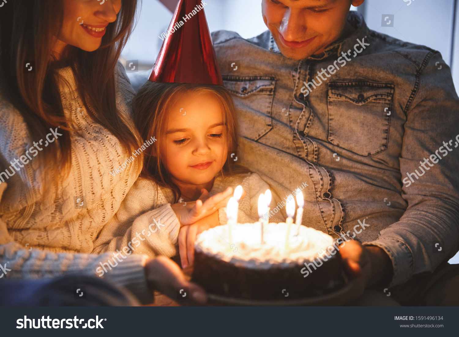 Father Mother Home Celebrating Daughters Birthday Stock Photo ...