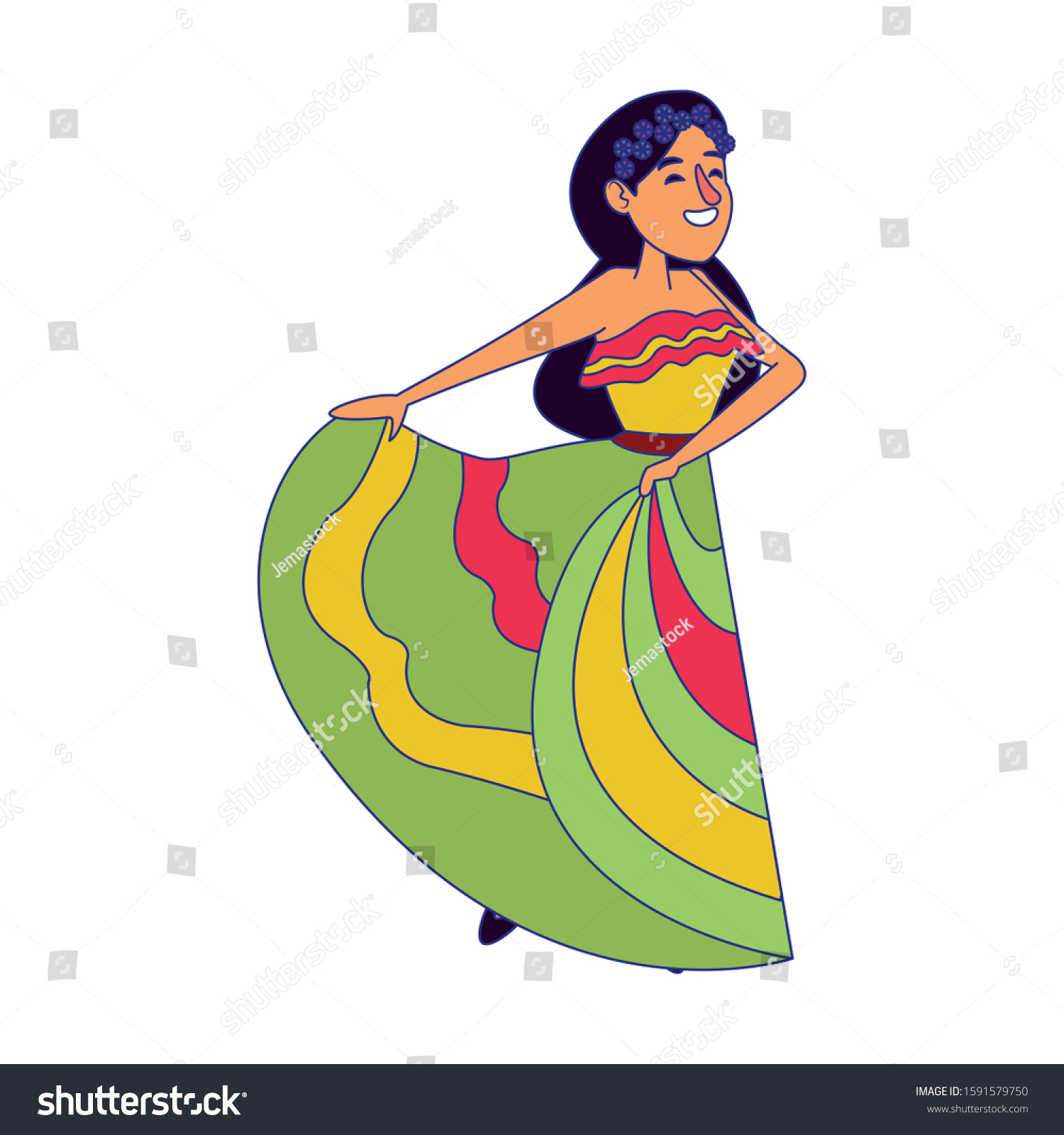 Mexican Woman Design Mexico Culture Tourism Stock Vector (Royalty Free ...