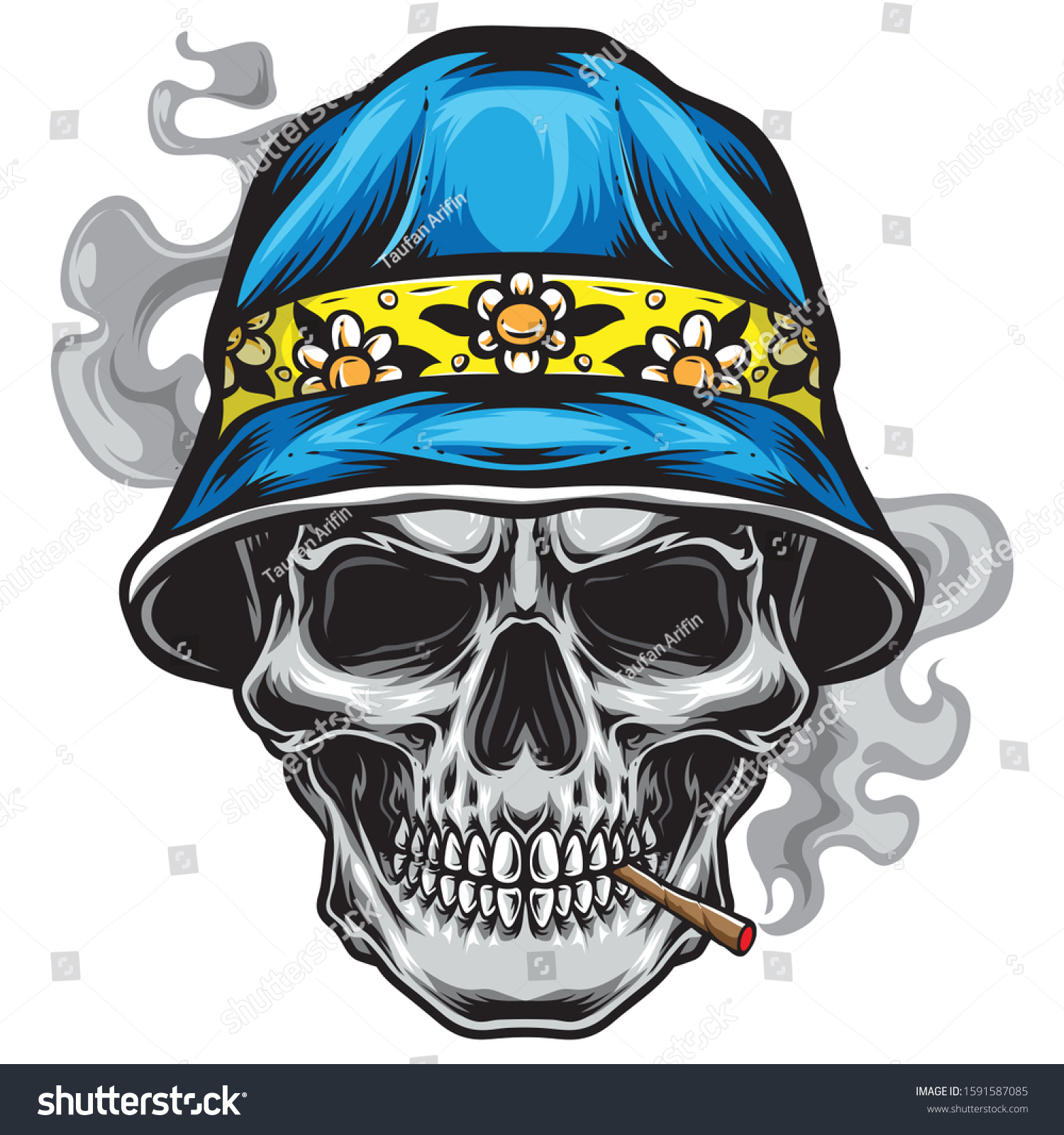 skull with boonie hat