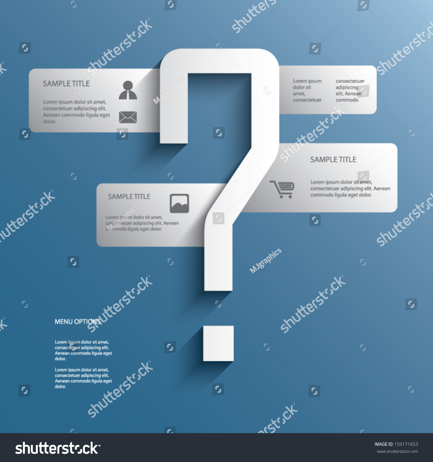 White Infographics Menu Options Question Mark Stock Vector Royalty