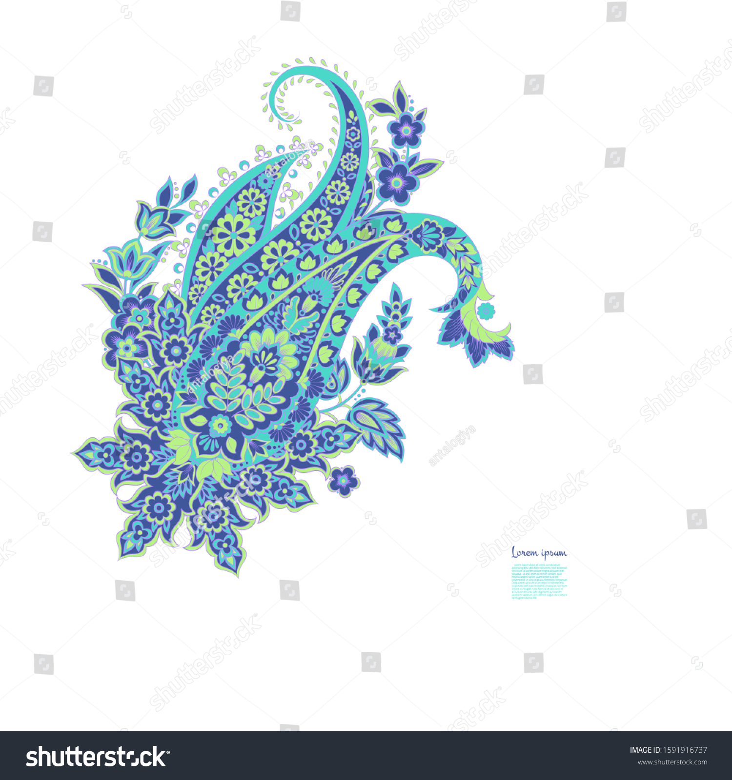 Damask Isolated Paisley Vector Floral Ornament Stock Vector (Royalty ...