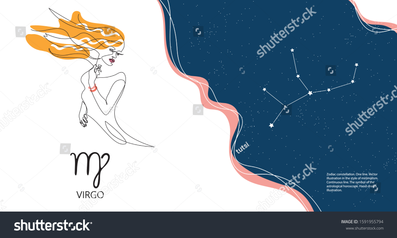 Zodiac Background Constellation Virgo Horizontal Banner Stock Vector ...