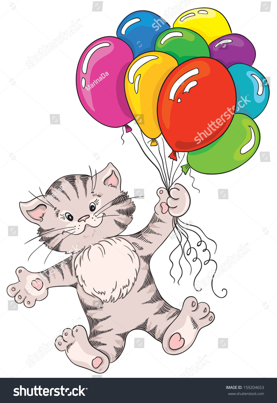 Кот с шариками с днем рождения