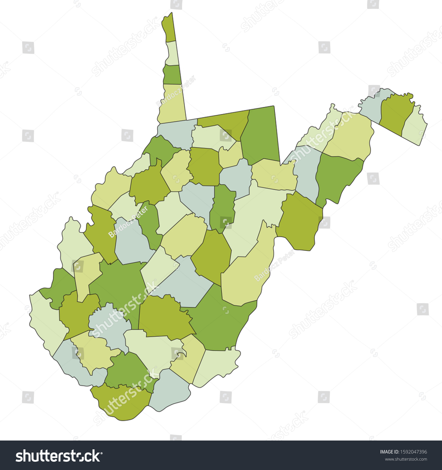 Highly Detailed Editable Political Map Separated Stock Vector Royalty   Stock Vector Highly Detailed Editable Political Map With Separated Layers West Virginia 1592047396 