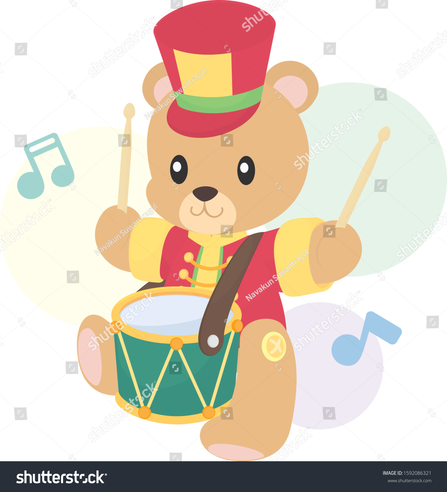 Cute Bear Toy Playing Drum Stock Vector (Royalty Free) 1592086321 ...